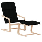 vidaXL Relaxing Chair with Footstool in Black Fabric - Solid Birch Wood Frame - Thickly Padded Seat and Backrest - 242.5lb Capacity - Removable and Washable Cover