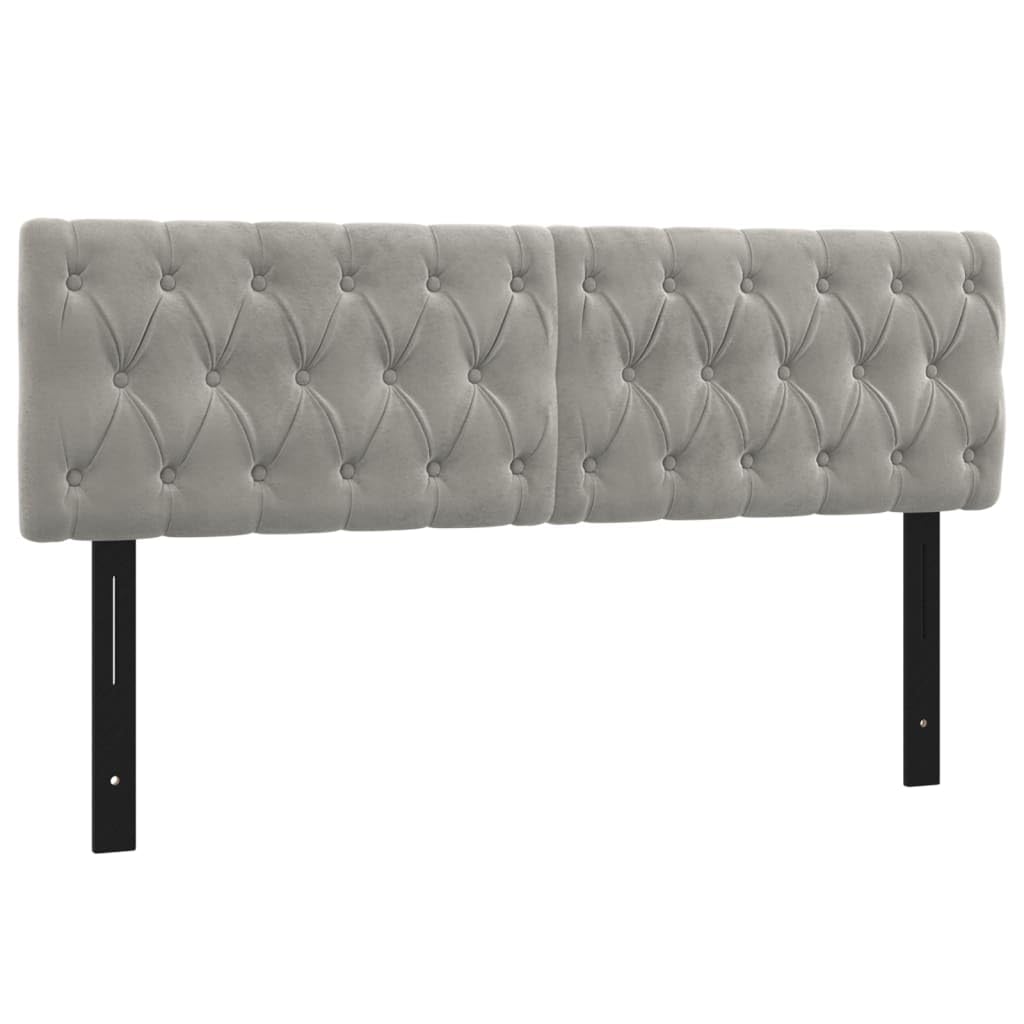 Vidaxl Velvet Headboards 2 Pcs, Light Gray, Classic Design, Solid Larch Wood And Engineered Wood, Foam Filling, 31.5&quot;X2.8&quot;X30.7&quot;/34.6&quot;