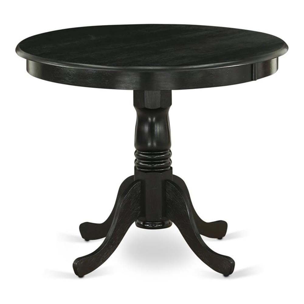 East West Furniture ANT-ABK-TP Antique Dining Room Table - a Round kitchen Table Top with Pedestal Base, 36x36 Inch, Wirebrushed Black