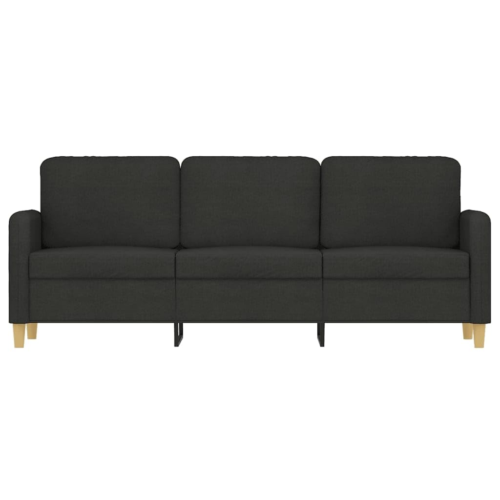 vidaXL 3-Seater Sofa in Black Fabric with Sturdy Metal Frame, Spacious and Comfortable Seating for Office, Living Room or Lounge Area