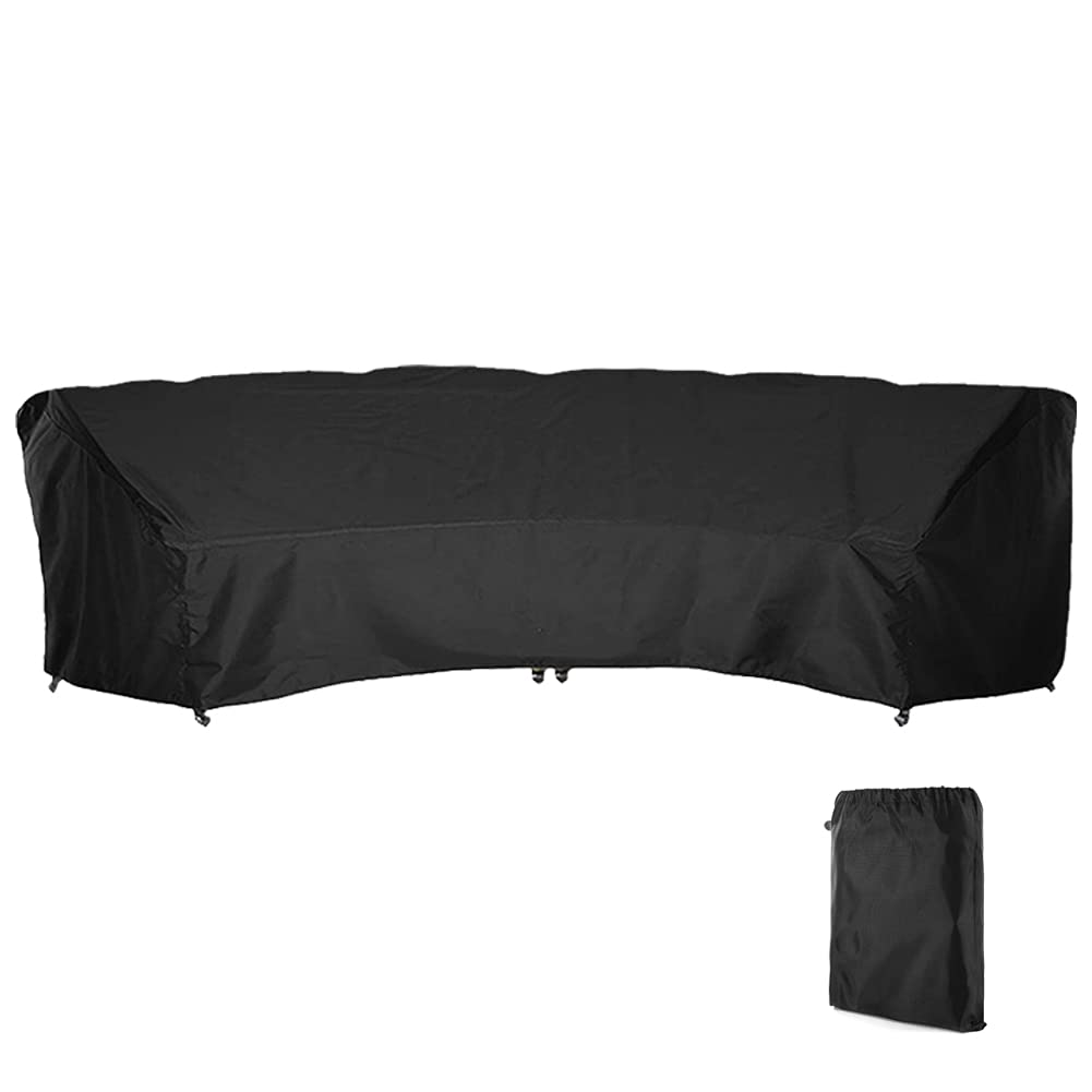 Coosoo Curved Sofa Cover Outdoor Patio Furniture Cover Couch Sectional Protector Waterproof Half Moon Sofa Set Cover With Windpr