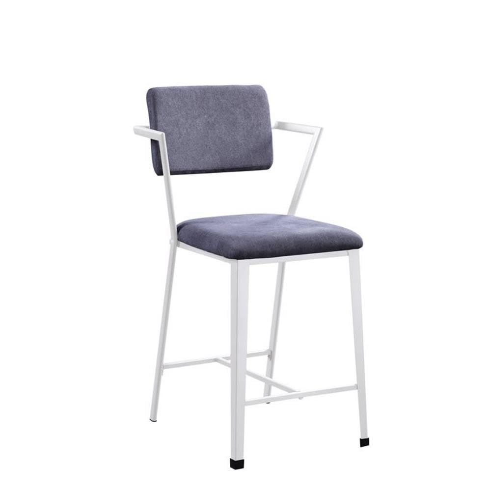 Acme Cargo Counter Height Chair (Set of 2) in Gray Fabric & White