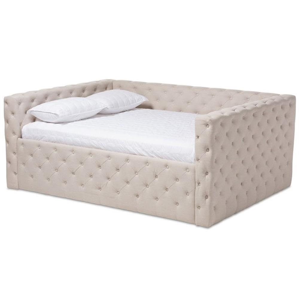 Baxton Studio Anabella Modern and Contemporary Light Beige Fabric Upholstered Full Size Daybed