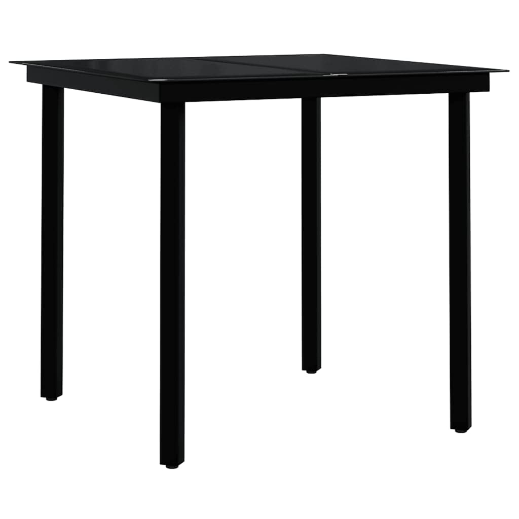 vidaXL Patio Dining Set - 3 Piece Outdoor Black Dining Furniture Set with PE Rattan Chairs and Glass Tabletop