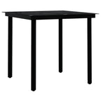 vidaXL Patio Dining Set - 3 Piece Outdoor Black Dining Furniture Set with PE Rattan Chairs and Glass Tabletop