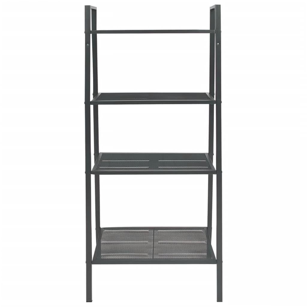 vidaXL Freestanding Ladder Bookcase with 4 Mesh Metal Shelves, Anthracite - Compact, Easy to Maintain, Suitable for Office, Bathroom or Living Room