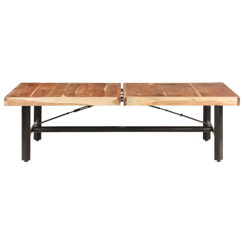 vidaXL Solid Acacia Wood Coffee Table with Powder-Coated Iron Legs - Sturdy and Durable - Classic Design - Easy Assembly - Unique Wood Grain Design