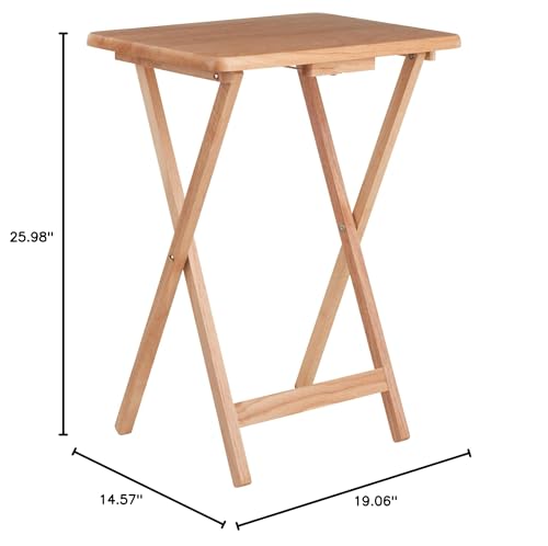 Ergode Wood Alex 2-Pc Snack Table Set | Natural Finish | Foldable X-Frame Bases | Stable & Versatile | Ideal for Entertaining, Dining, or Working | Compact & Convenient | Solid Wood Construction