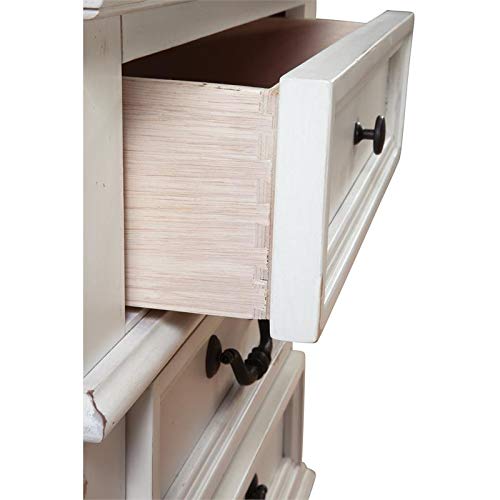 American Woodcrafters Stonebrook 5-Drawer Antique White Wood Chest