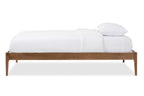 Baxton Studio Bentley Mid-Century Modern Walnut Finishing Solid Wood Queen Size Bed Frame