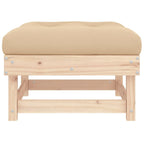 vidaXL - Solid Pine Wood Patio Footstool with Cushion | Sturdy and Stable | Outdoor Garden Furniture | Brown Natural Pine | Comfortable Seating
