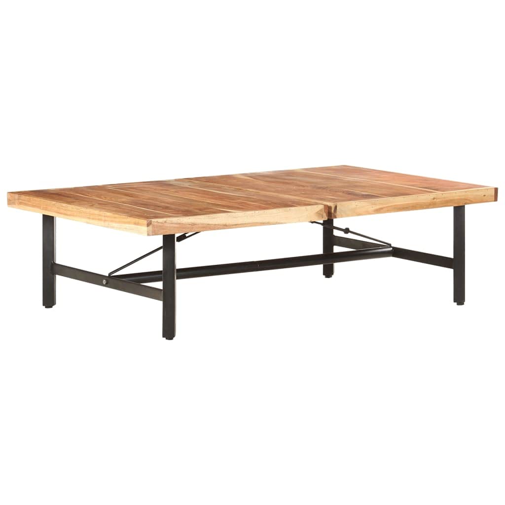 vidaXL Solid Acacia Wood Coffee Table with Powder-Coated Iron Legs - Sturdy and Durable - Classic Design - Easy Assembly - Unique Wood Grain Design