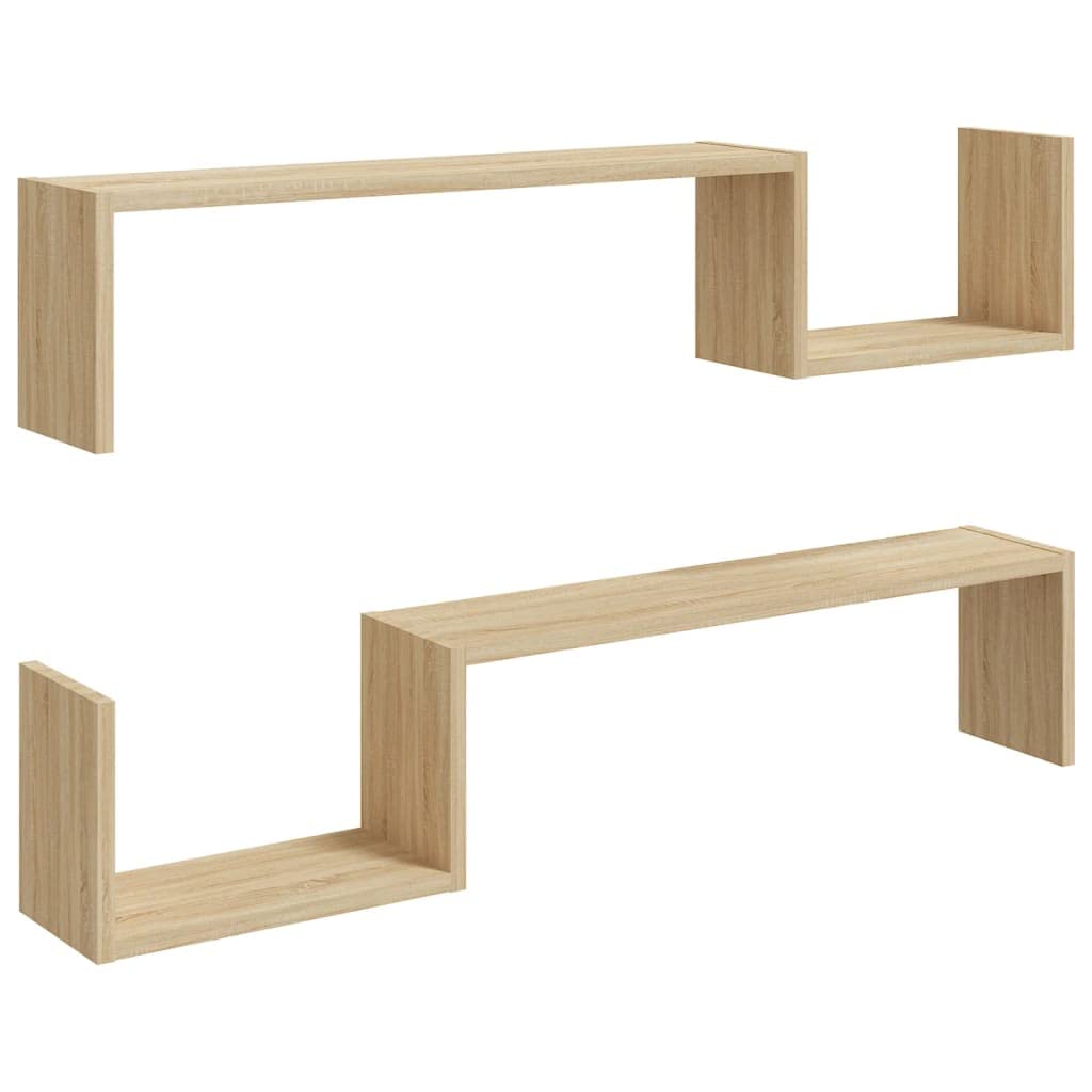 vidaXL Wall Shelves 2 pcs Sonoma Oak 39.4&quot;x5.9&quot;x7.9&quot; Engineered Wood