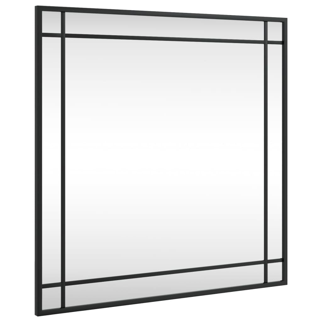 vidaXL Wall Mirror in Black- 23.6&quot;x23.6&quot; Square Design with Powder-Coated Iron Frame, Clear Glass for Bedroom, Living Room, Bathroom, and Hallway