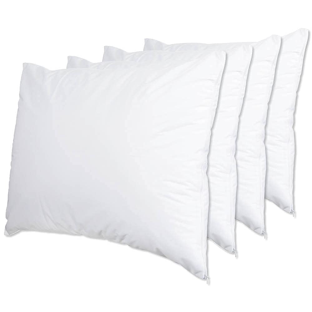 Forpro Professional Collection Premium Waterproof Pillow Protectors, Standard Size Pillow Cases With Zipper, White, 4-Count