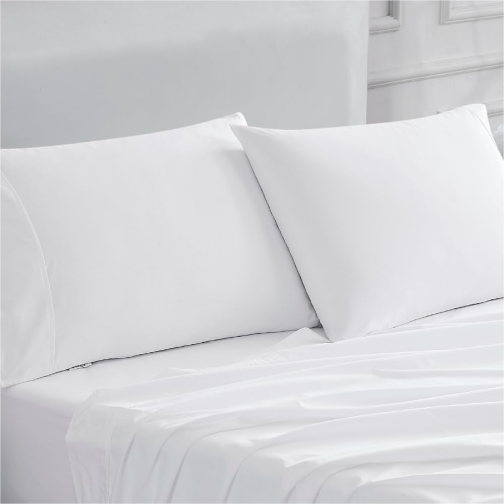 Linen Closet Luxury Cotton 400 Thread Count Ultimate Cotton Percale King Pillowcases, Set Of 2, Arctic White