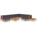 vidaXL Solid Acacia Wood Patio Lounge Set with Cushions 12 Piece Wooden Lounge Set Sofa Set Garden Outdoor Terrance Backyard Furniture