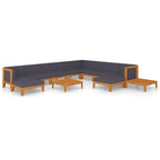 vidaXL Solid Acacia Wood Patio Lounge Set with Cushions 12 Piece Wooden Lounge Set Sofa Set Garden Outdoor Terrance Backyard Furniture