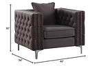 HomeRoots Furniture 40" X 34" X 30" Dark Gray Velvet Chair and Pillow