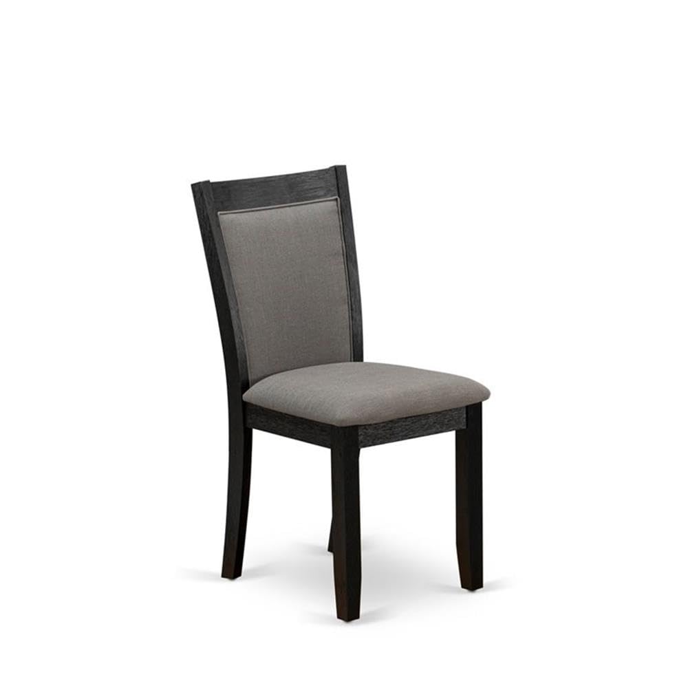 East West Furniture MZC6T50 Monza Parson Dining Room Chairs - Dark Gotham Grey Linen Fabric Padded Chairs, Set of 2, Wirebrushed Black