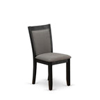 East West Furniture MZC6T50 Monza Parson Dining Room Chairs - Dark Gotham Grey Linen Fabric Padded Chairs, Set of 2, Wirebrushed Black