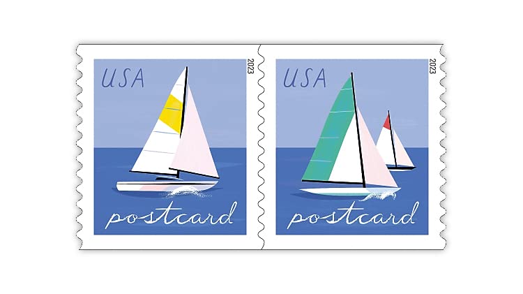 Sailboats Postcard Stamps (1 Roll (100 Stamps))