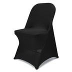 Babenest 100Pcs Spandex Folding Chair Covers, Upgraded Universal Stretch Washable Fitted Chair Slipcovers Protector For Wedding, Holidays, Banquet, Party, Celebration (Black)