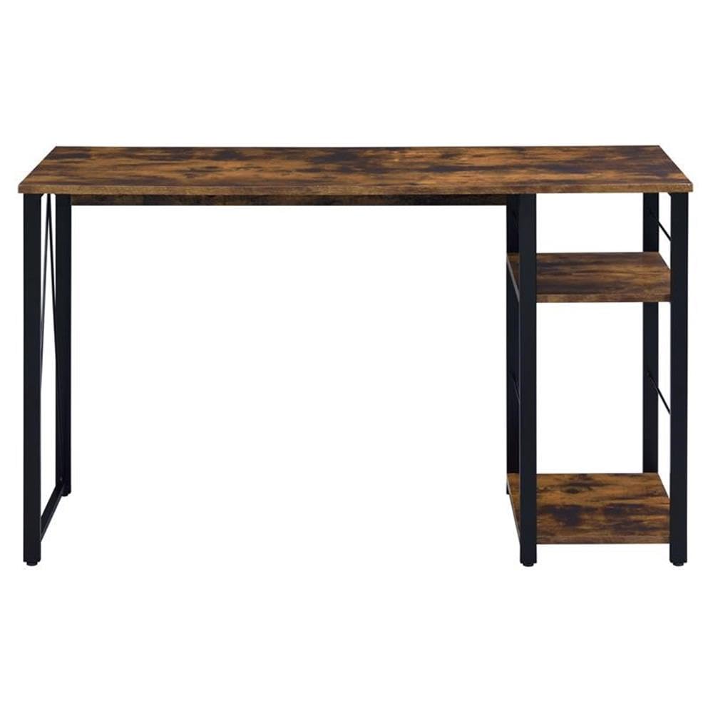 Acme Vadna Wooden Top Writing Desk In Weathered Oak And Black