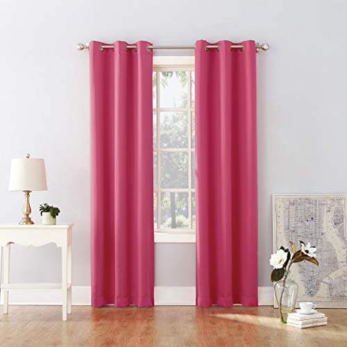Sun Zero Riley Kids Bedroom Blackout Grommet Curtain Panel, 40' X 95', Hot Pink