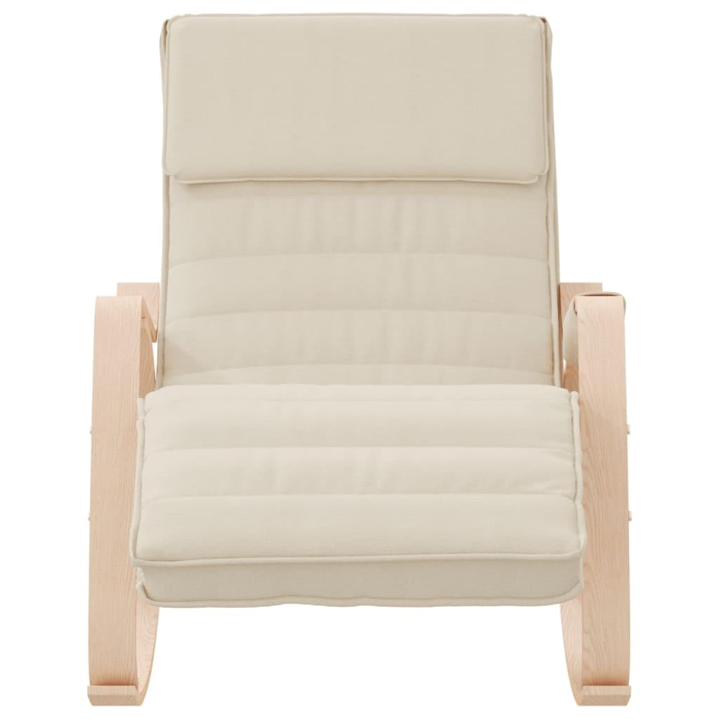 vidaXL Rocking Chair - Cream Fabric, Gentle Rocking Function, Solid Birch Wood Frame, Thickly Padded Seat, Ideal for Relaxation and Stress Relief