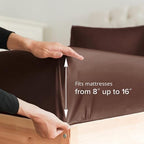 King Fitted Bed Sheet - Hotel Luxury & Cooling Single Fitted Sheet Only - Easily Fits Mattress Up To 16 Inches Perfectly - Soft, Wrinkle Free, Breathable & Comfy Brown Single Fitted Bed Sheet