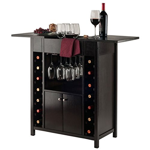 Ergode Alta Wine Storage Shelf | Modern Espresso Finish | 8 Bottle Capacity | Glass Cabinet Door | Accessory Storage | 19.1' W x 12.7' D x 37.4' H (92655-VV)