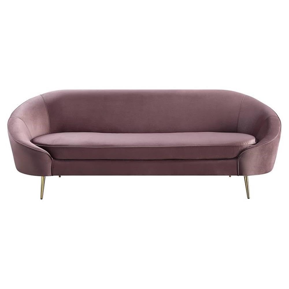 Acme Abey Velvet Upholstery Sofa with Tight Back and Seat Cushion in Pink