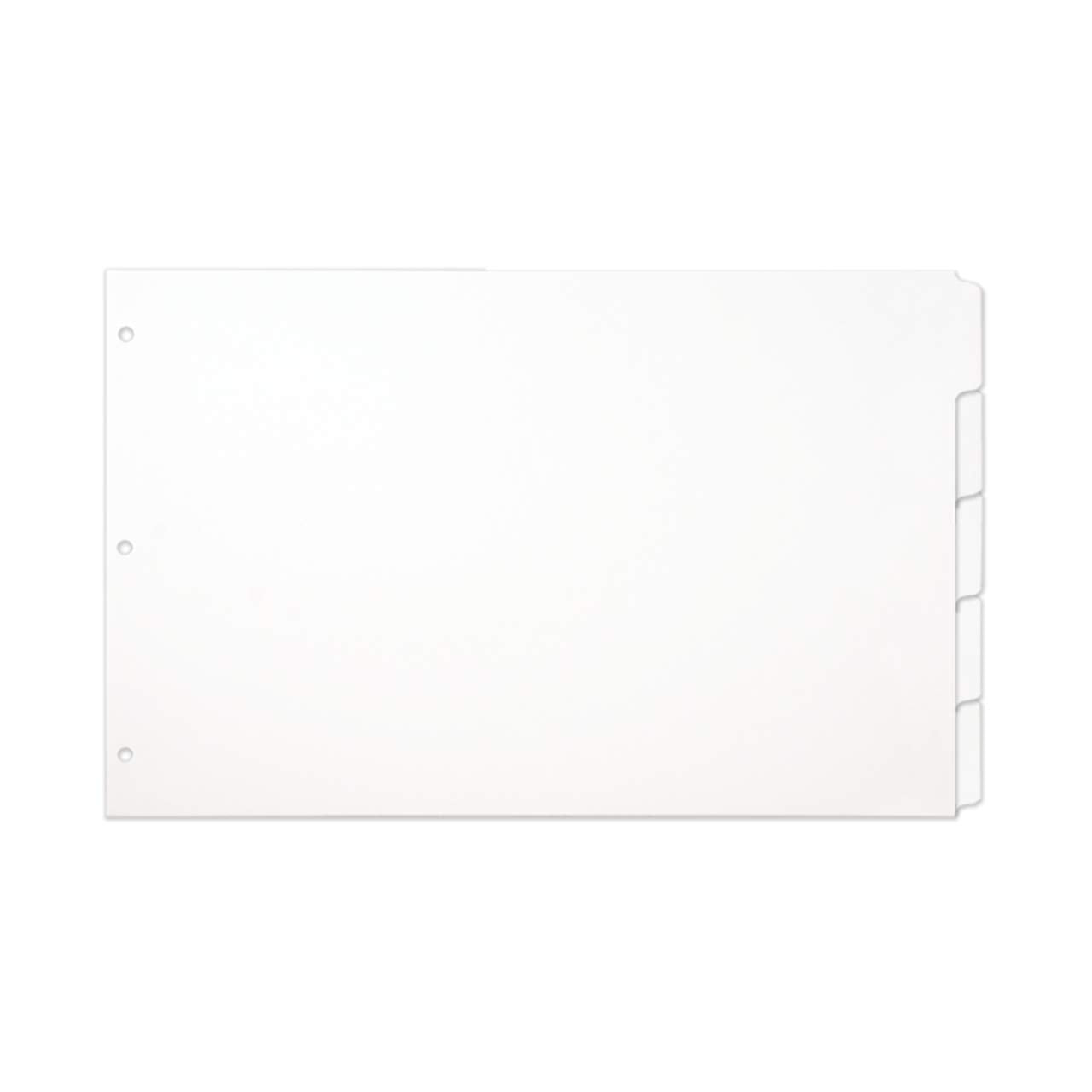 11X17 5-Tab Index Dividers Set, Standard Length With Holes, White (590806)