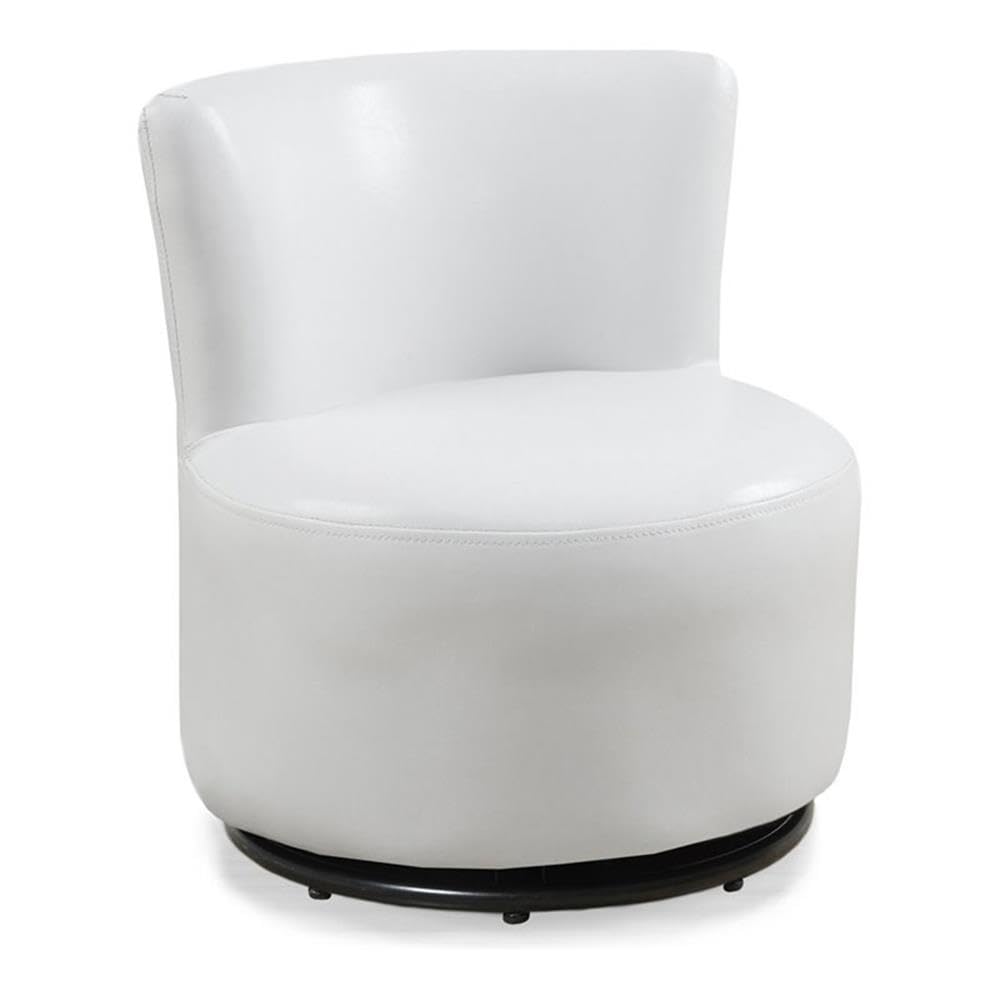 Monarch Specialties 8153, Accent, Kids, Upholstered, Pu, White, Contemporary, Modern Juvenile Chair Swivel Leather-Look, 16.25" L x 17.75" W x 18.5" H