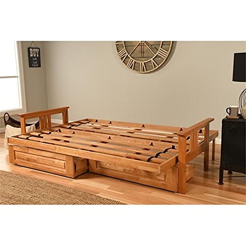 Kodiak Furniture Monterey Queen Espresso Wood Storage Futon-Mocha Brown Mattress