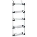 vidaXL Over-The-Door Organizer - 5-Shelf Storage Unit - Versatile Aluminum Structure Applicable to Kitchen, Bedroom, Bathroom - Silver 20.5"x7.9"x53.1" Size