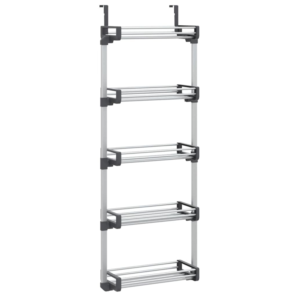 vidaXL Over-The-Door Organizer - 5-Shelf Storage Unit - Versatile Aluminum Structure Applicable to Kitchen, Bedroom, Bathroom - Silver 20.5&quot;x7.9&quot;x53.1&quot; Size