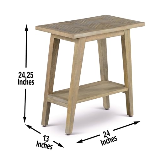 Steve Silver Milani Chairside End Table, Mid-Century Styling and a Natural Finish, 24 x 13 x 24.25, Brown