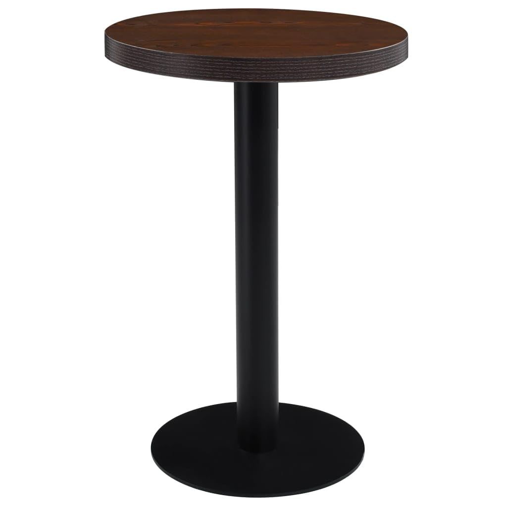 vidaXL Bistro Table - Light Brown MDF with Wood Grain Pattern and Steel Leg - 19.7&quot;&quot; Round Scandinavian Style for Indoor Use, Medium, 286417