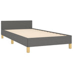 vidaXL Bed Frame with Headboard Home Indoor Bed Accessory Bedroom Upholstered Single Bed Base Furniture Dark Gray 39.4"x79.9" Twin XL Fabric
