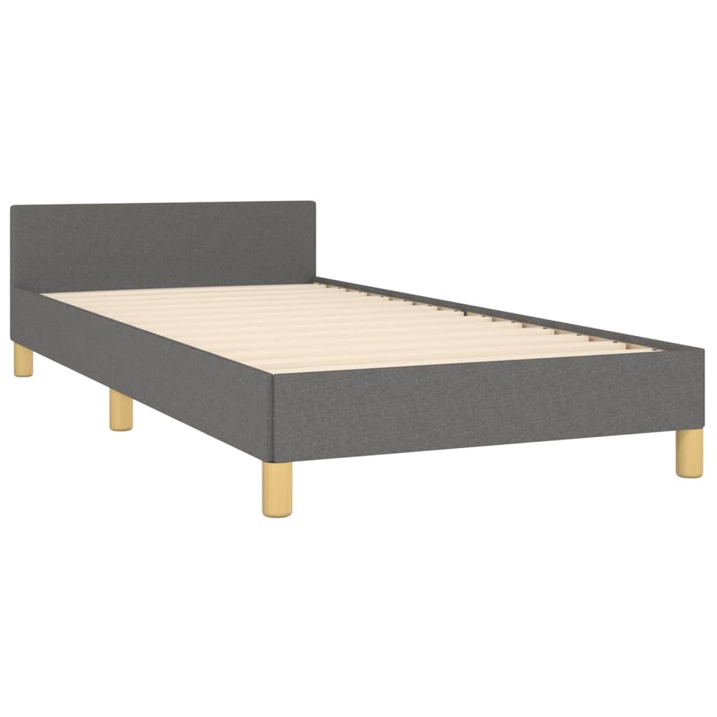 vidaXL Bed Frame with Headboard Home Indoor Bed Accessory Bedroom Upholstered Single Bed Base Furniture Dark Gray 39.4"x79.9" Twin XL Fabric