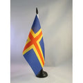 Aland Table Flag 5' X 8' - Aland - Finland Desk Flag 21 X 14 Cm - Black Plastic Stick And Base - Az Flag