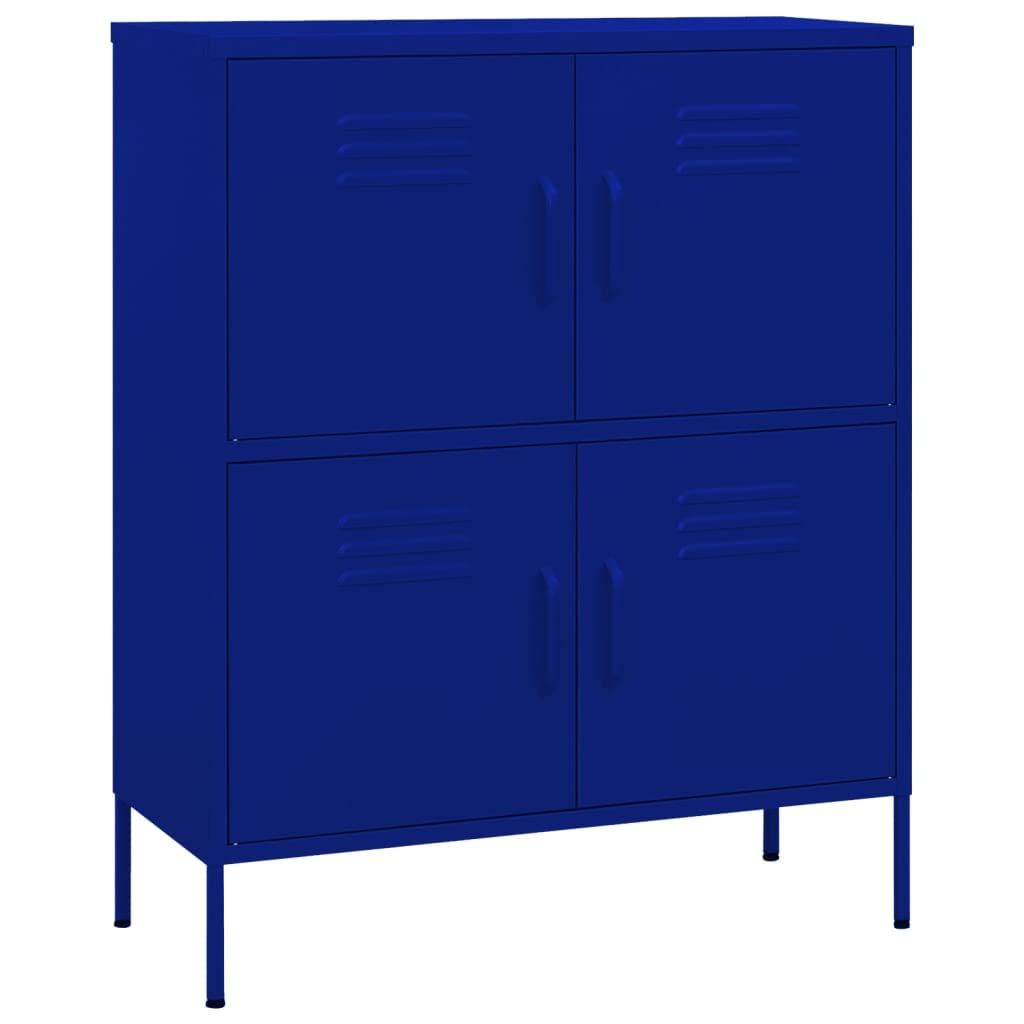 vidaXL Durable Storage Cabinet in Navy Blue Steel - 31.5&quot;x13.8&quot;x40&quot; with Adjustable Shelves and 4 Doors