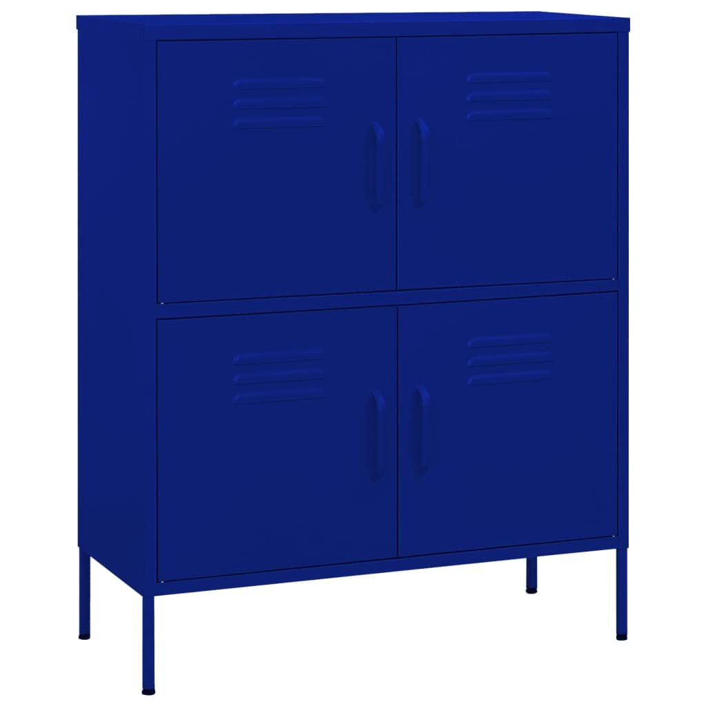 vidaXL Durable Storage Cabinet in Navy Blue Steel - 31.5"x13.8"x40" with Adjustable Shelves and 4 Doors