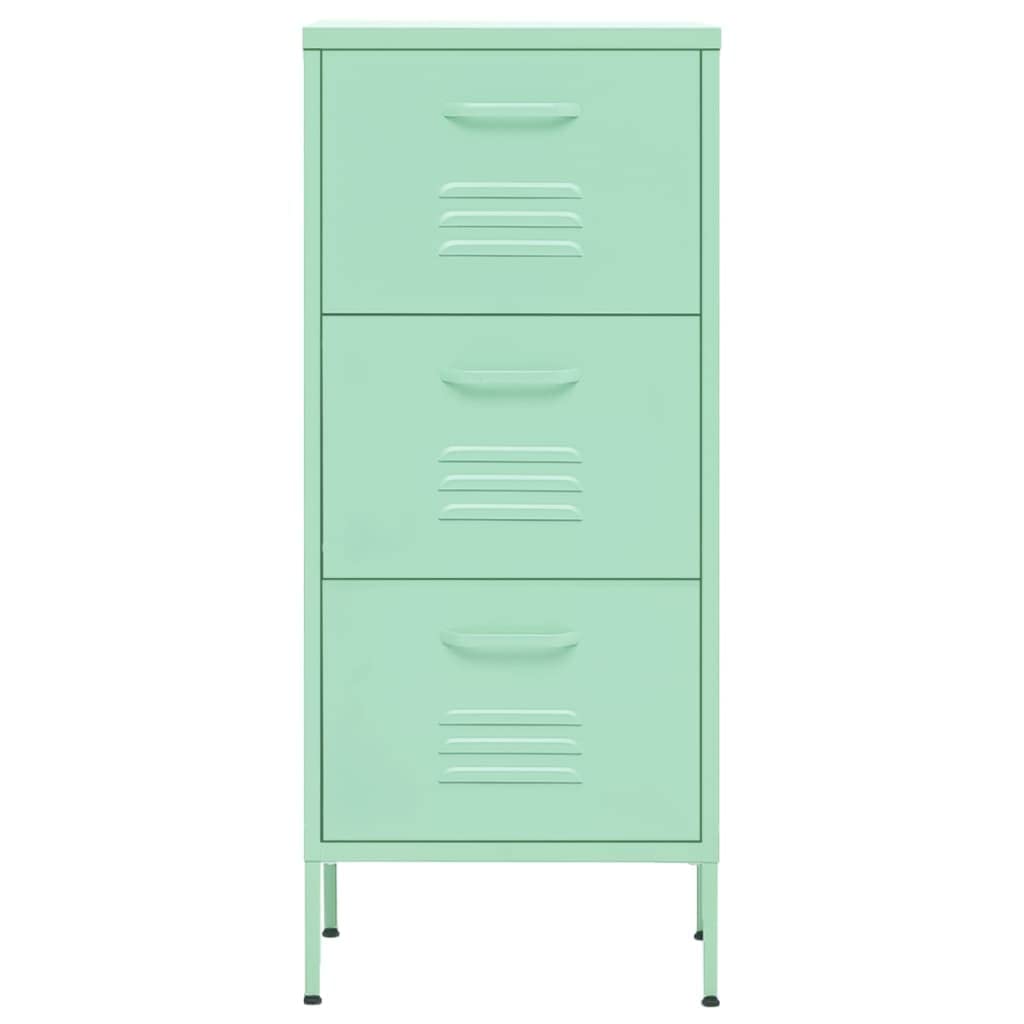 vidaXL Mint Green Steel Storage Cabinet, 16.7"x13.8"x40", Adjustable Levellers, Extendable Drawers with Ballbearing Runners, Industrial Style, Load Capacity up to 132.3 lb