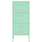 vidaXL Mint Green Steel Storage Cabinet, 16.7"x13.8"x40", Adjustable Levellers, Extendable Drawers with Ballbearing Runners, Industrial Style, Load Capacity up to 132.3 lb