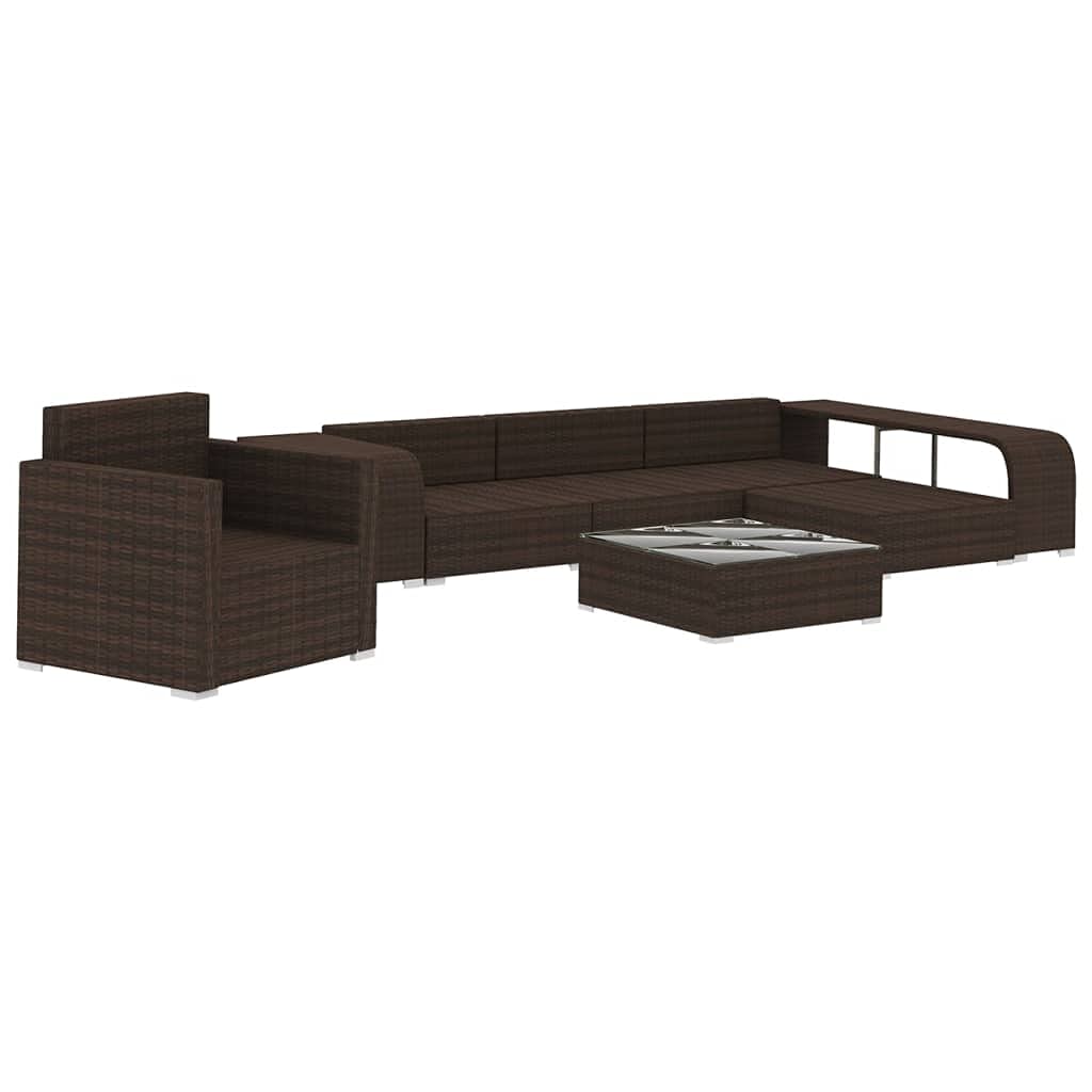 vidaXL 8 Piece Garden Lounge Set with Cushions Poly Rattan
