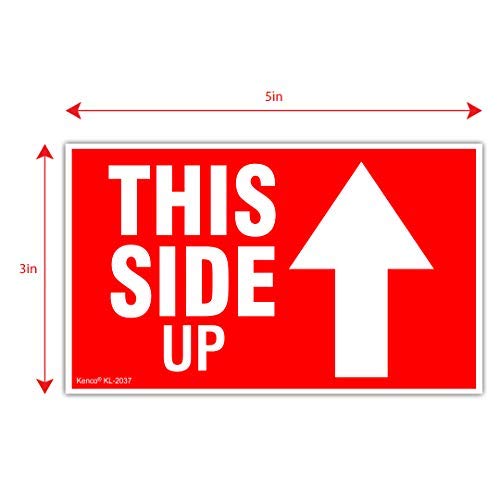 Kenco 3' X 5' This Side Up Warning Stickers For Shipping And Packing - 500 Permanent Adhesive Labels Per Roll