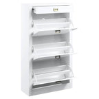 Acme Pagan Wooden Shoe Cabinet with Drawer in White High Gloss